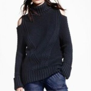 Women’s Brooks Brothers Cold Shoulder Navy knit  Turtleneck Sweater